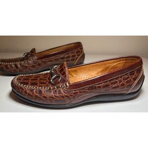 Martin Dingman Men's Saxon horsebit loafers | crocodile grain leather | Size 10.